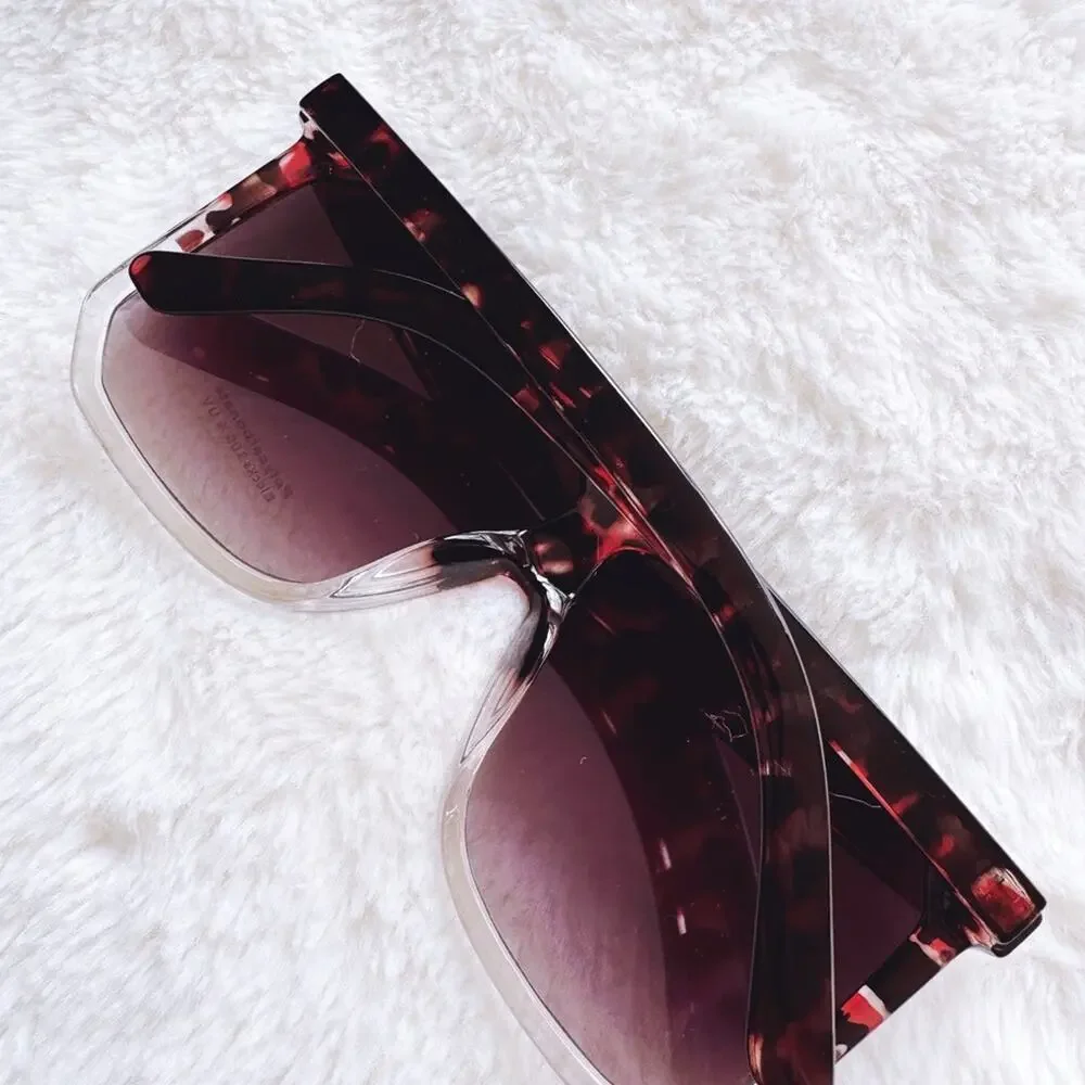 Kira Tortoise Brown & Clear Oversized Sunglasses